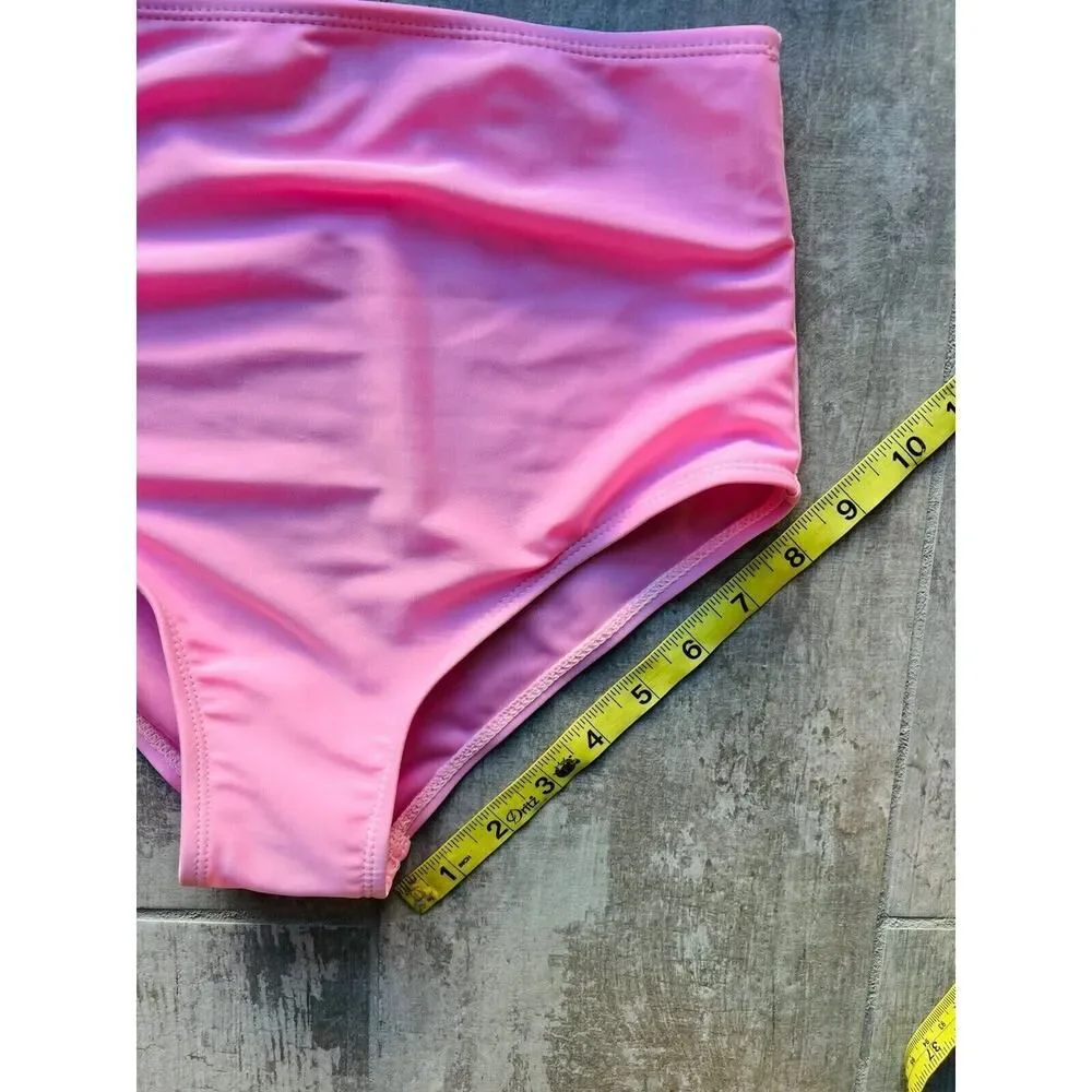 Los Angeles Boutique 2 Piece High Waisted Bikini Set Push Up Pink Floral L (M)